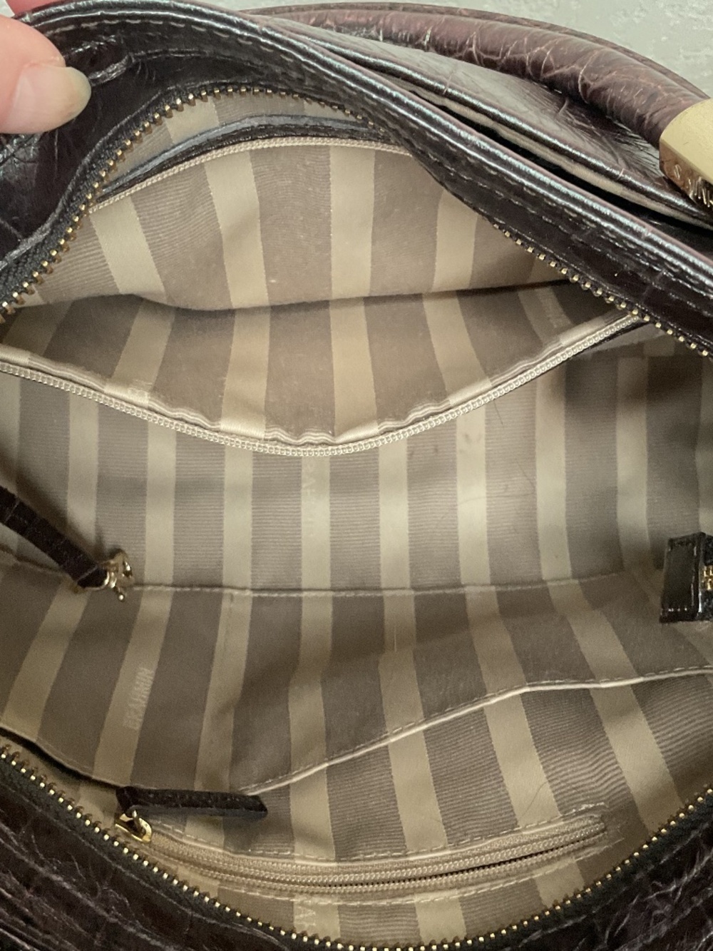 Brahmin Brown croc embossed Ruby Melbourne Satchel Bag,beautiful color EUC - Picture 7 of 10